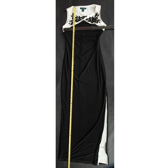 Lauren Ralph Lauren Evening Gown Black and White Embroidered Bodice 2 - Picture 6 of 13